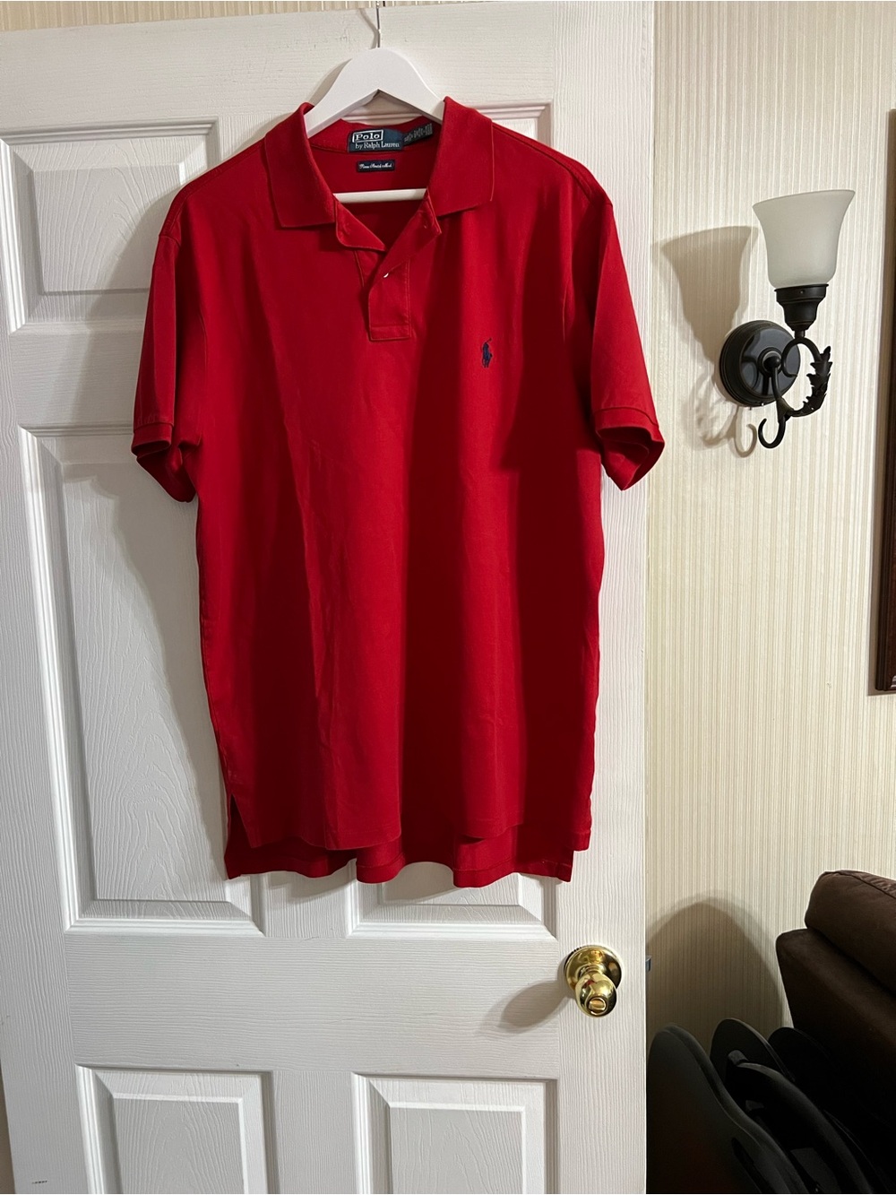 Polo by Ralph Lauren Men's Bright Red Polo with Navy Pony